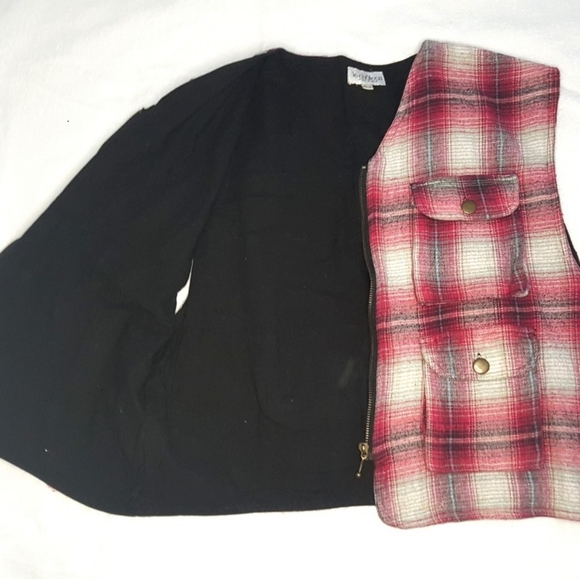 Vintage Red Pink Plaid Utility vest - Picture 3 of 4